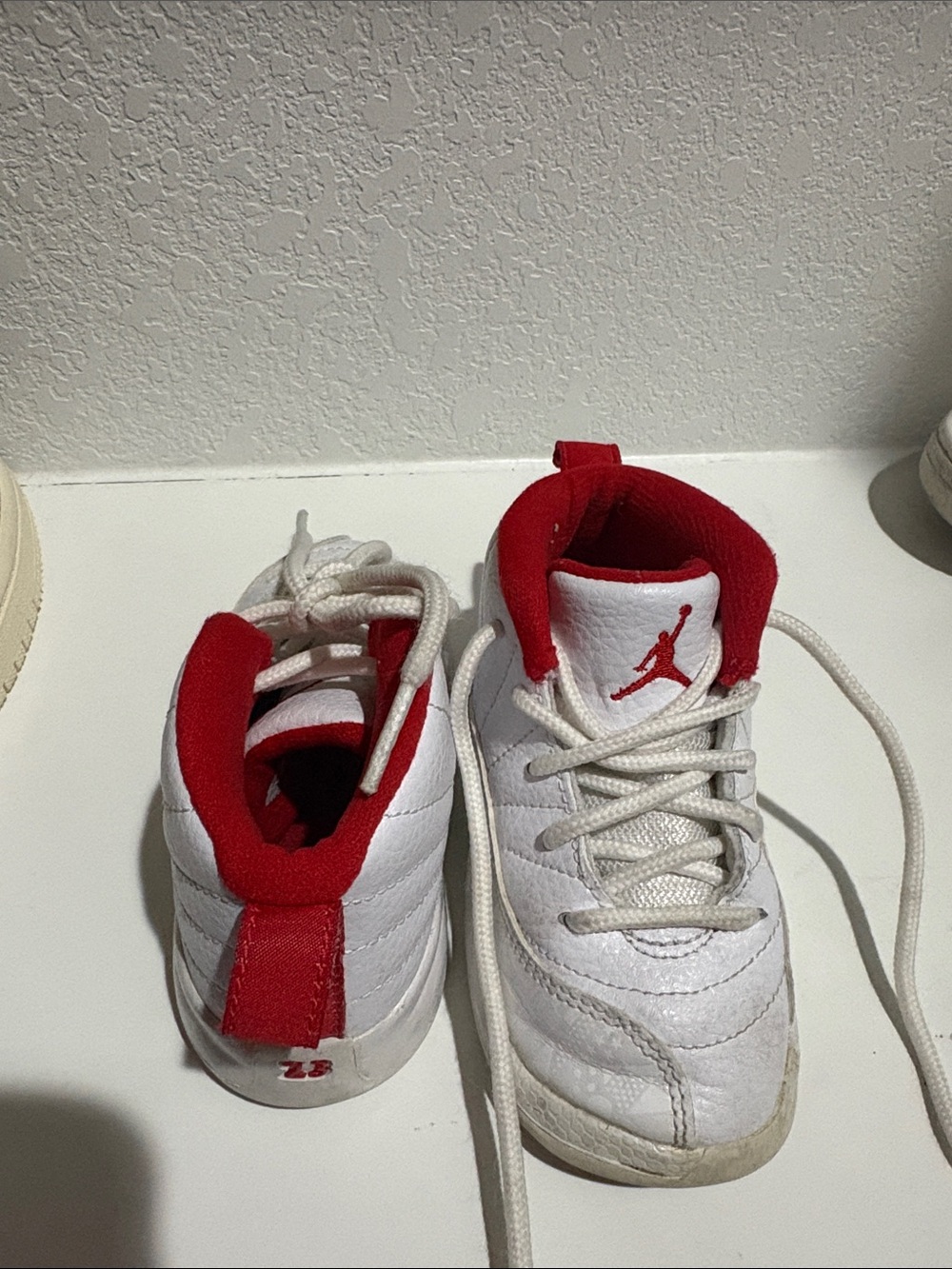 Jordan Kids White and Red Mid-Top Sneakers with Jumpman